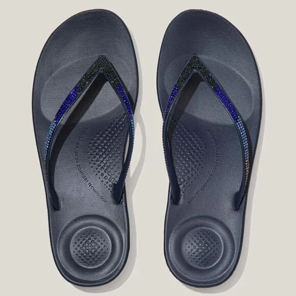 FitFlop Womens Size 5 Flip Flops Navy Ombre IQushion Ergonomic Arch Support - Picture 3 of 8